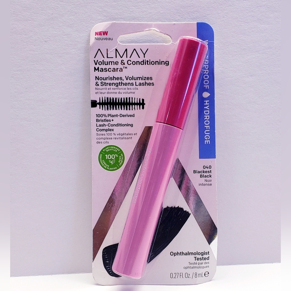 Almay Volume & Conditioning Mascara, Hydrating All Day Wear, 040 BLACKEST BLACK